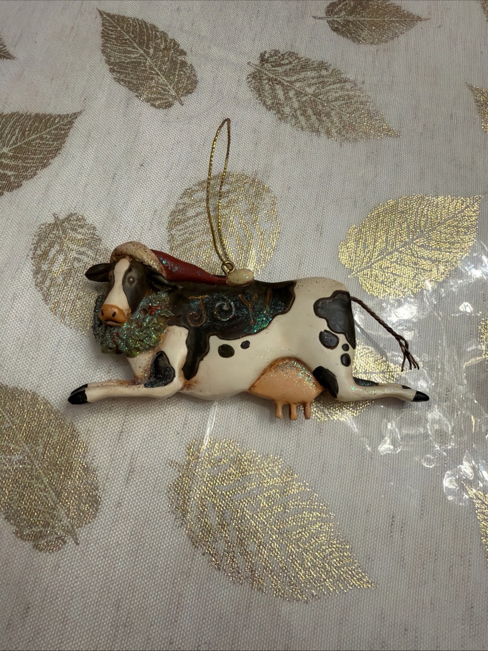 Holiday Country Cow Ornament in Cream and Black - Unbranded excellent condition